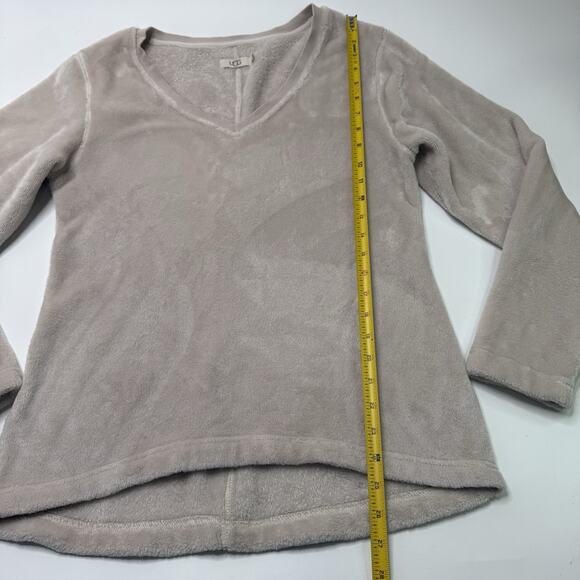 UGG Sweatshirt Daisy Fleece V-Neck Pullover Sz Medium Long Sleeve Fluffy Fuzzy - Picture 4 of 11